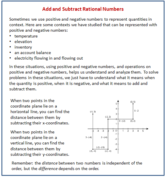 adding and subtracting rational numbers