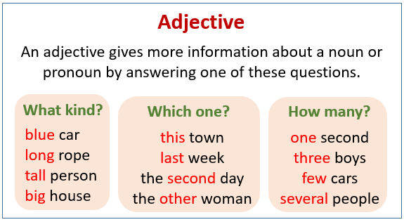 Adjective Meaning Worksheet