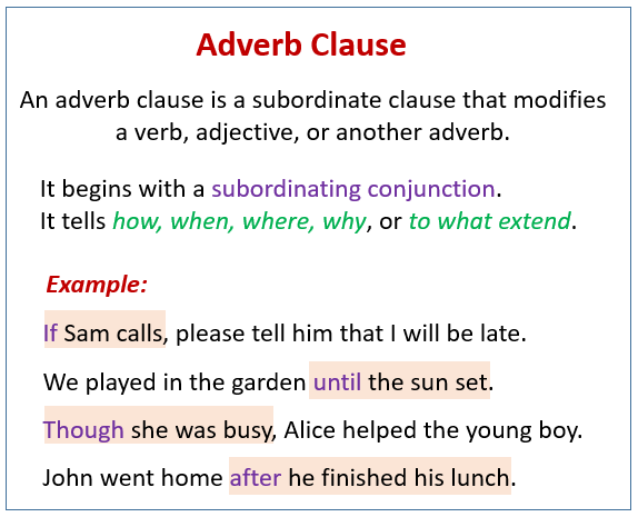 Adverb Clause (examples, videos)