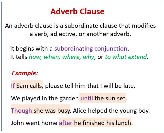 Adverb Clause examples Videos 