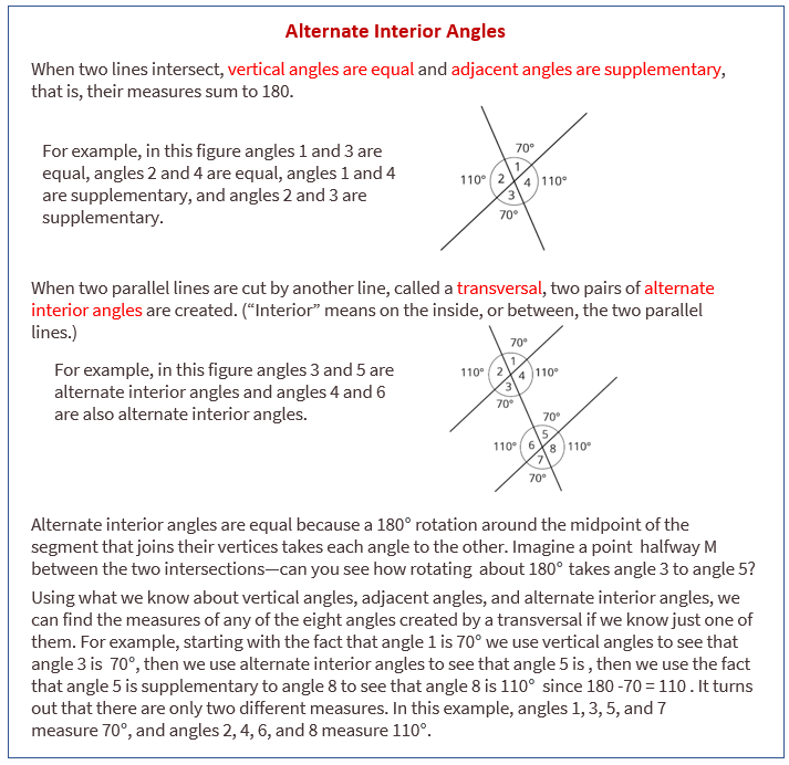 Alternate interior angles: preparation