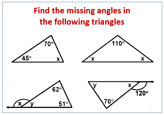 Find angles in triangles (practice)