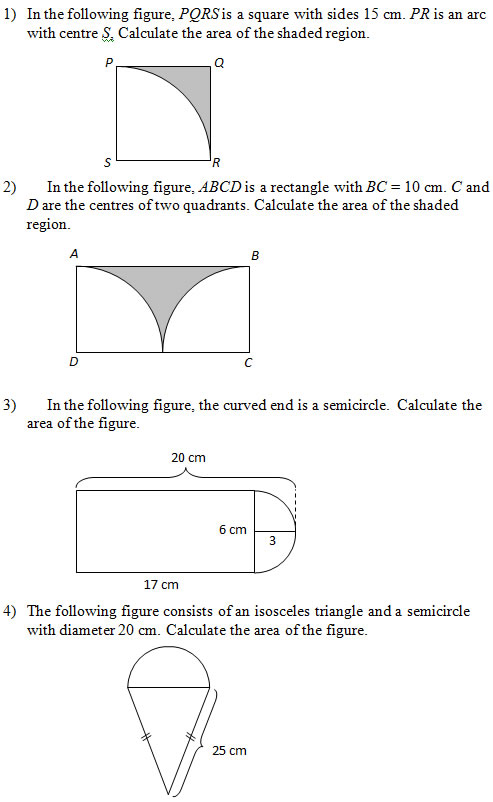 Area Of Shaded Region Worksheet