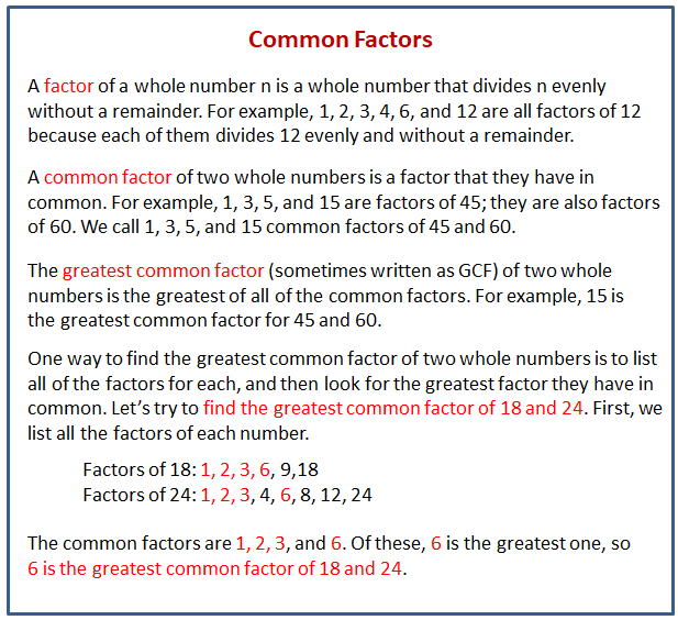 How To Do The Common Factors