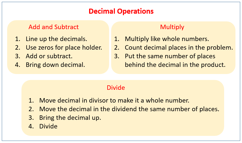 decimals operations subtract divide multiply examples decimal grade down solutions worksheets