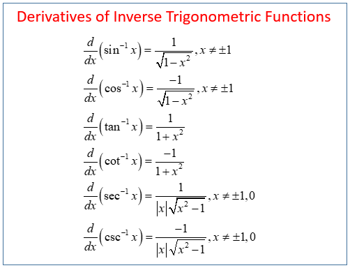 Calculus - Inverse Trig Derivatives (video lessons, examples and solutions)