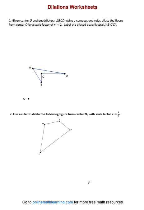 Dilation Worksheet