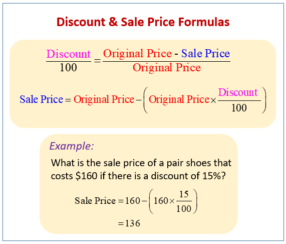 Discount and Sale Price Formulas