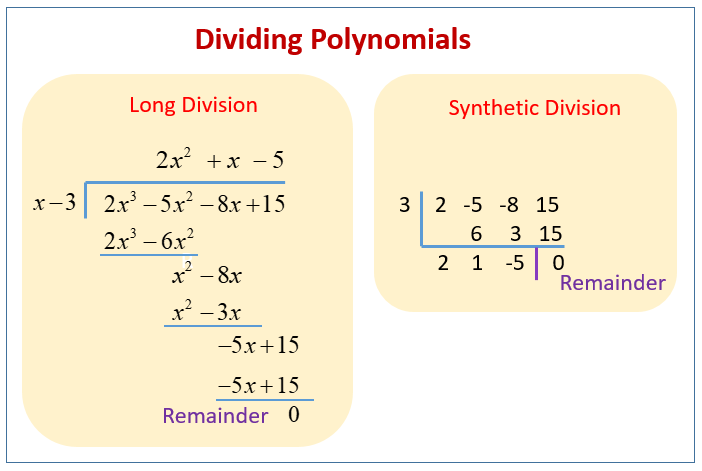 dividing polynomials and the remainder theorem solutions examples videos worksheets activities