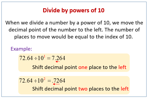 dividing decimals by powers of 10 solutions examples