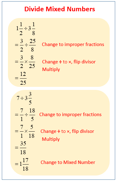 Dividing Mixed Numbers Examples Solutions Videos