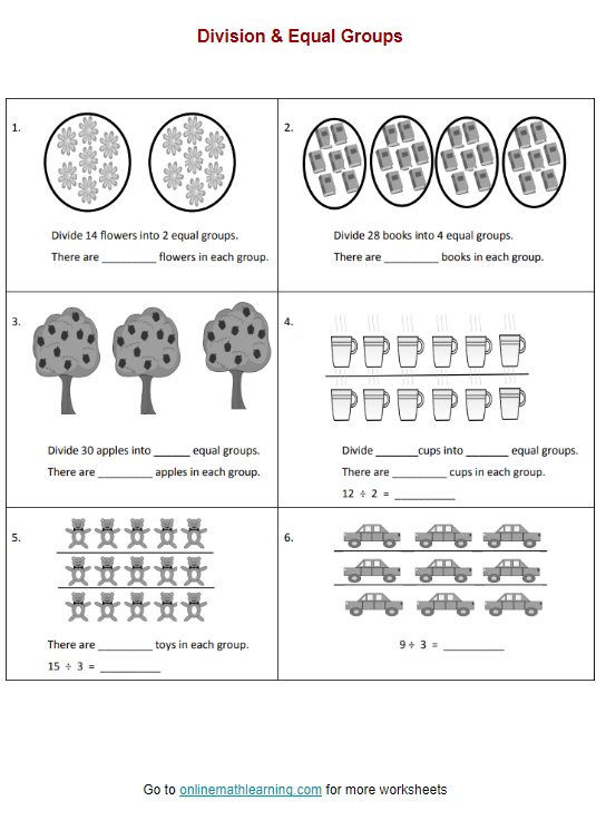 Division Equal Groups Worksheets Printable Online 