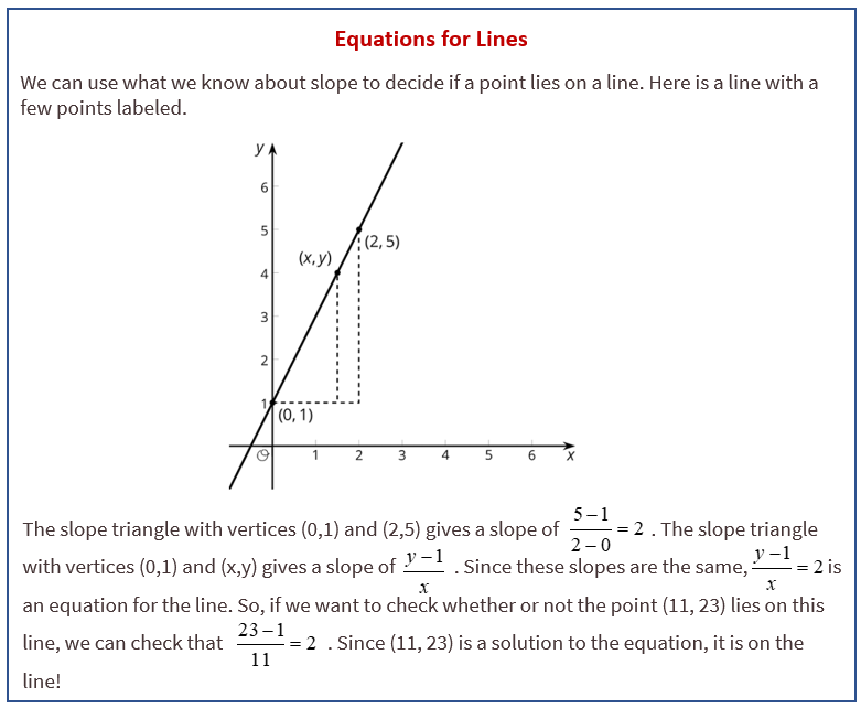 Using Equations for Lines