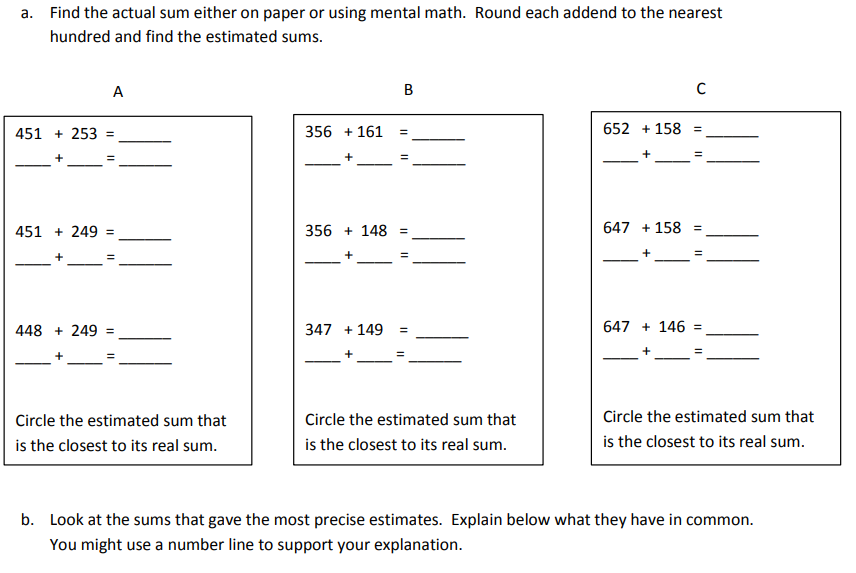 my homework lesson 5 estimate sums