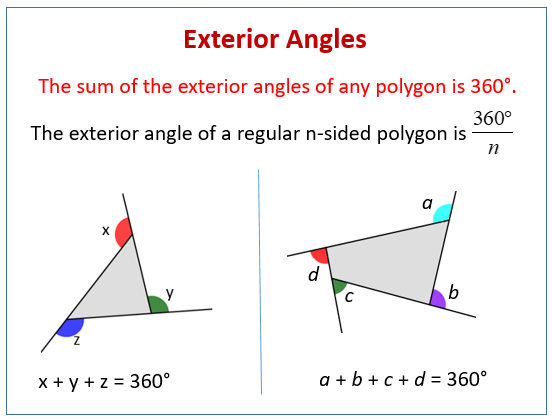 Exterior Angles Of Polygons Examples Solutions Videos Worksheets   Exterior Angles 