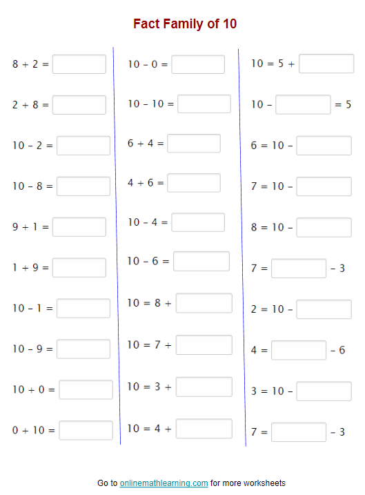 fact-family-of-10-add-subtract-worksheets-first-grade-printable