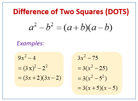 Factor Perfect Square Trinomials And The Difference Of Squares