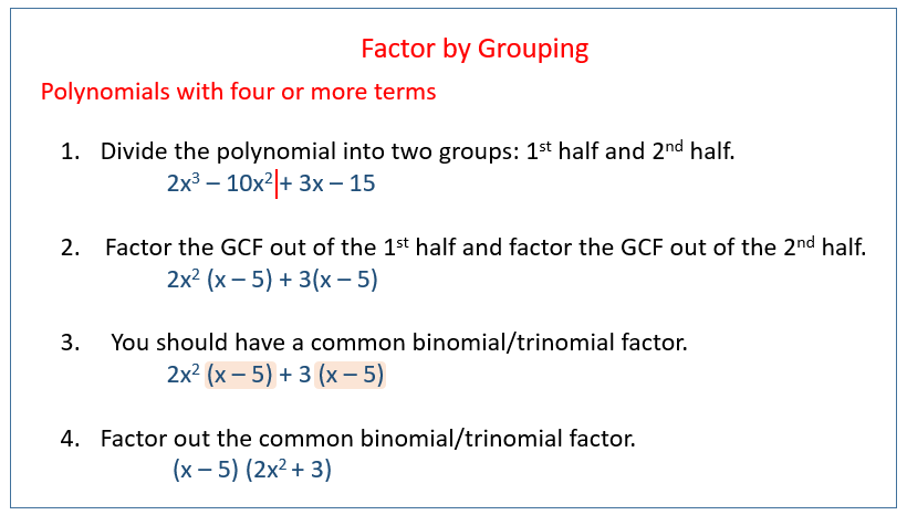 factor polynomial using grouping