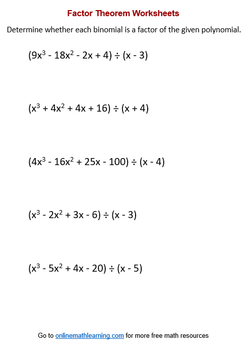 How to Use Factor Theorem, Algebra