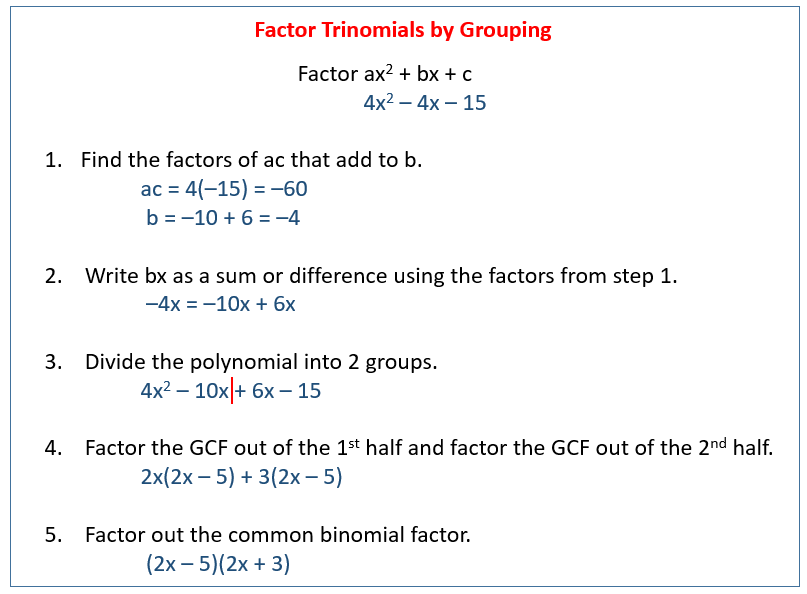 factor trinomial using grouping