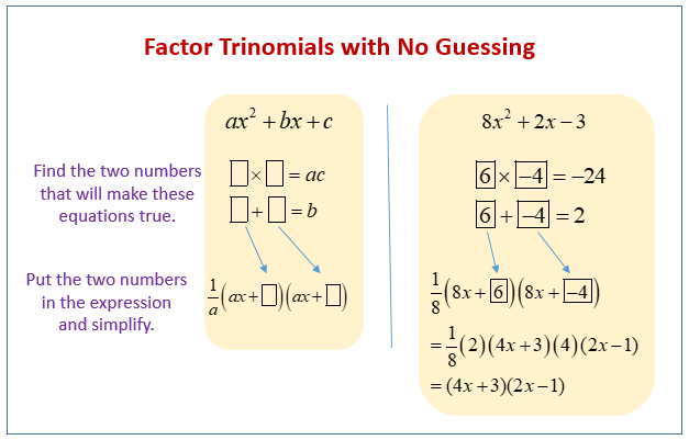 factoring trinomials worksheet step by step