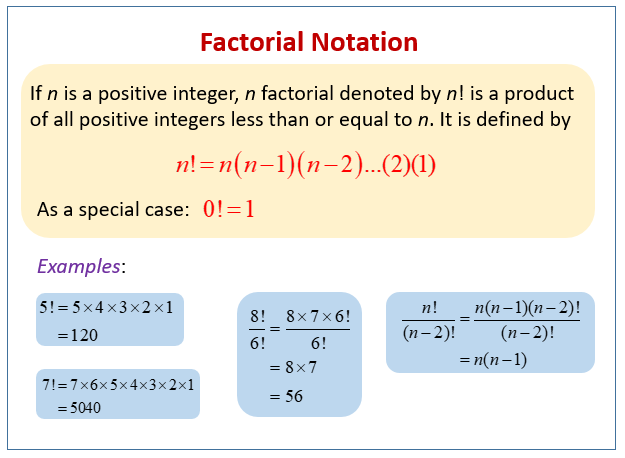 Factorial Notation (examples, solutions, worksheets, videos, activities)