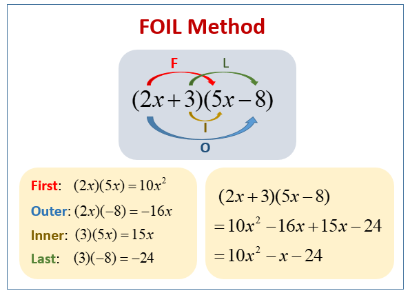 Multiplying Binomials Using Foil Or Smiley Face Method Solutions