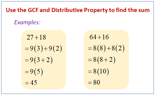 gcf distributive property video lessons examples step by step solutions