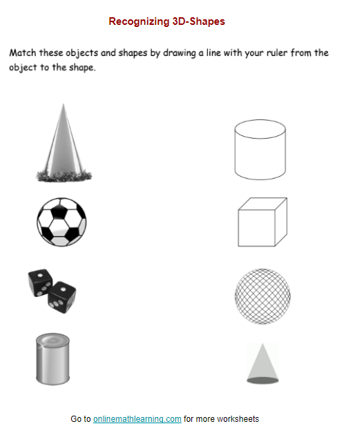 2-D vs 3-D Shape Worksheets