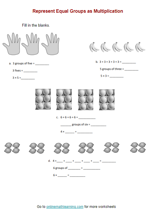 Multiplication As Equal Groups Worksheets Printable Online 