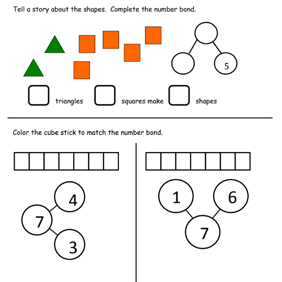 Number Bonds for 7 (solutions, examples, homework, worksheets, lesson