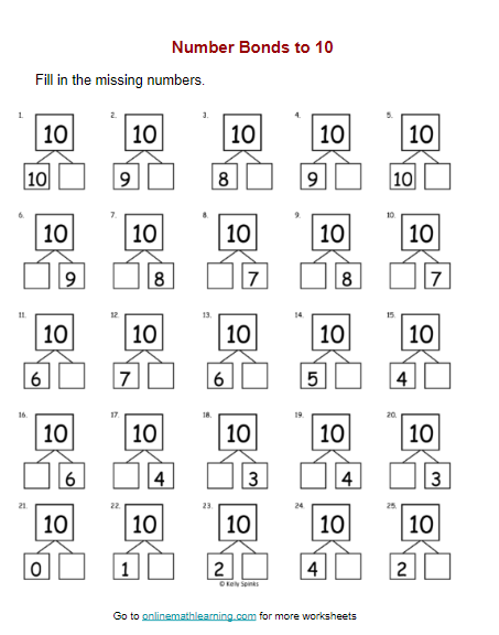 Number Bonds To 10 Worksheets First Grade Printable Vrogue co