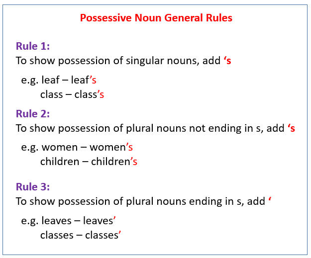 Possessive Nouns video Lessons Examples Explanations 