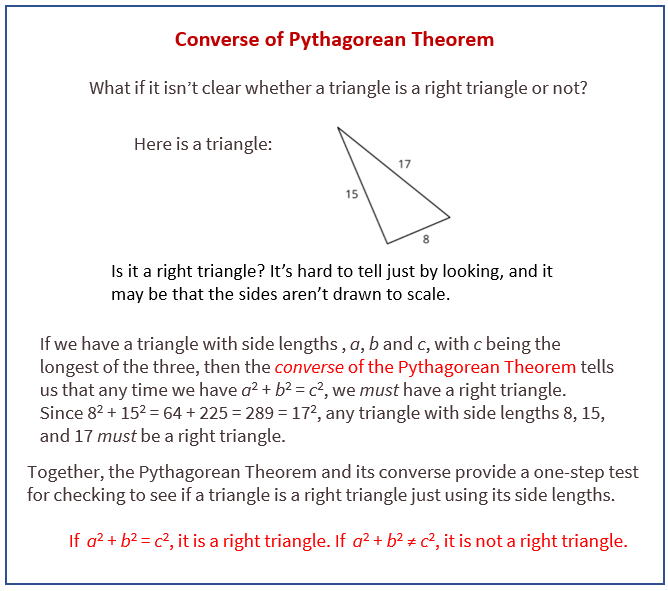 Lesson 1 the pythagorean shop theorem and its converse