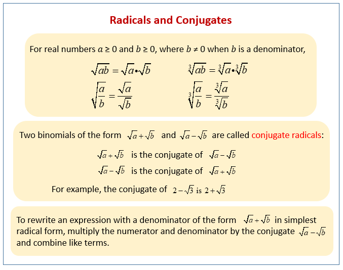 Radicals And Conjugates examples Videos 