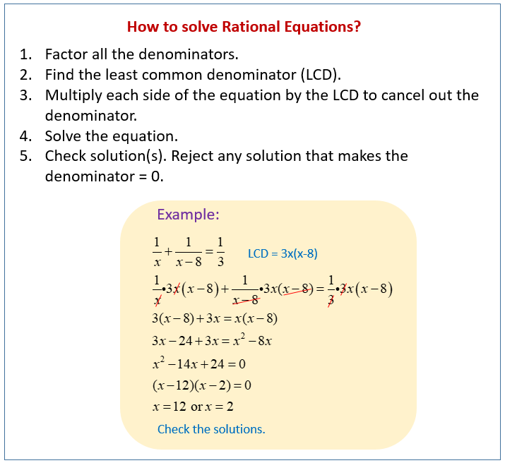 Solving Rational Equations (video lessons, examples, solutions)