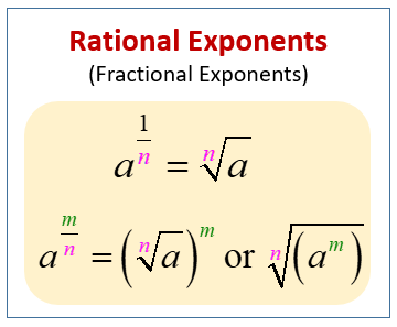 rational exponents fractional exponents and fractional powers