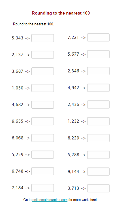 Round 4 digit Numbers To The Nearest 100 worksheet Printable Answers 