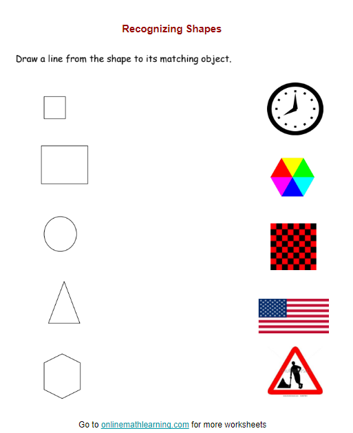 Shapes Worksheets (Kindergarten, printable)