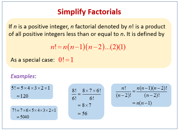 Simplify Factorial Examples Videos Worksheets Solutions Activities