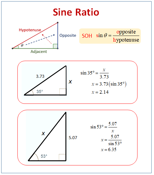 Sine Ratio (examples, solutions, videos, worksheets, games, activities)