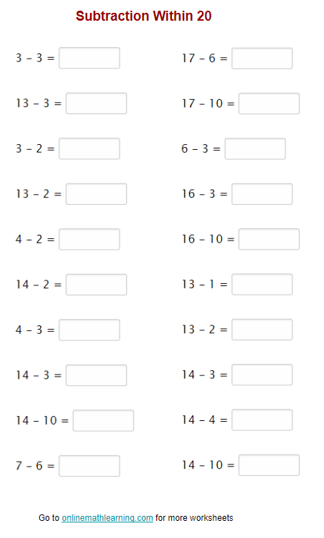 First Grade Subtraction Kit - Fun Subtraction Worksheets