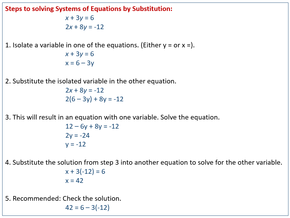 steps for 3 equation systems