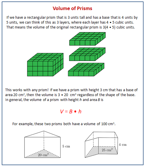 Volume of Prisms V=Bh 