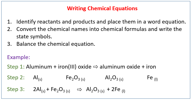 Smart Examples Of Word Equations In Chemistry Write A Balanced Equation 