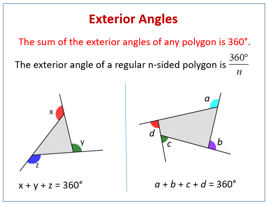 Exterior Angles Of Polygons Examples Solutions Videos Worksheets