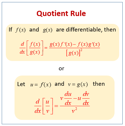 Calculus - Quotient Rule (examples, solutions, videos)