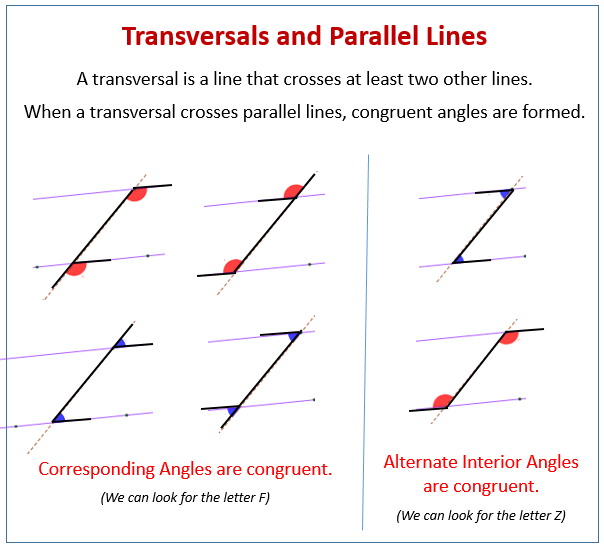 Transversal And Parallel Lines Problems examples Solutions Videos Worksheets Games Activities 